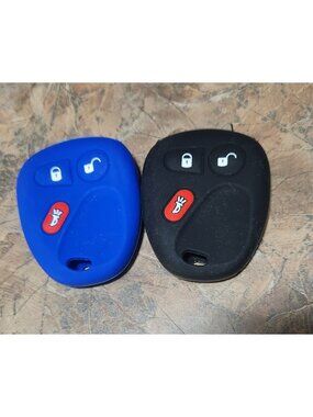 Silicone Key Fob Covers 2pcs 3Button Set Black & Blue